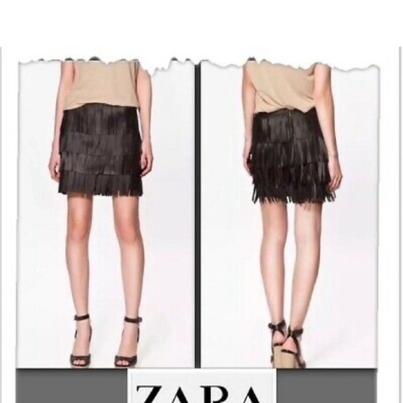 Zara Dresses & Skirts - Zara Basic Fringed Leather Skirt